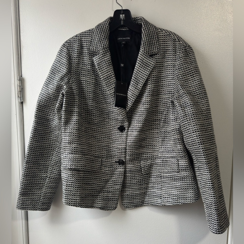 Emporio Armani Women's Black and White Blazer Jacket